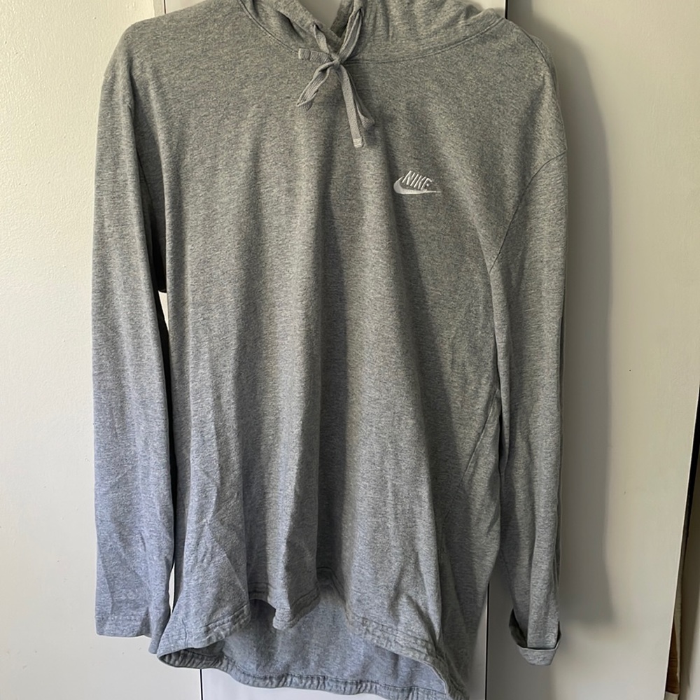 Nike mens gray hooded long sleeve